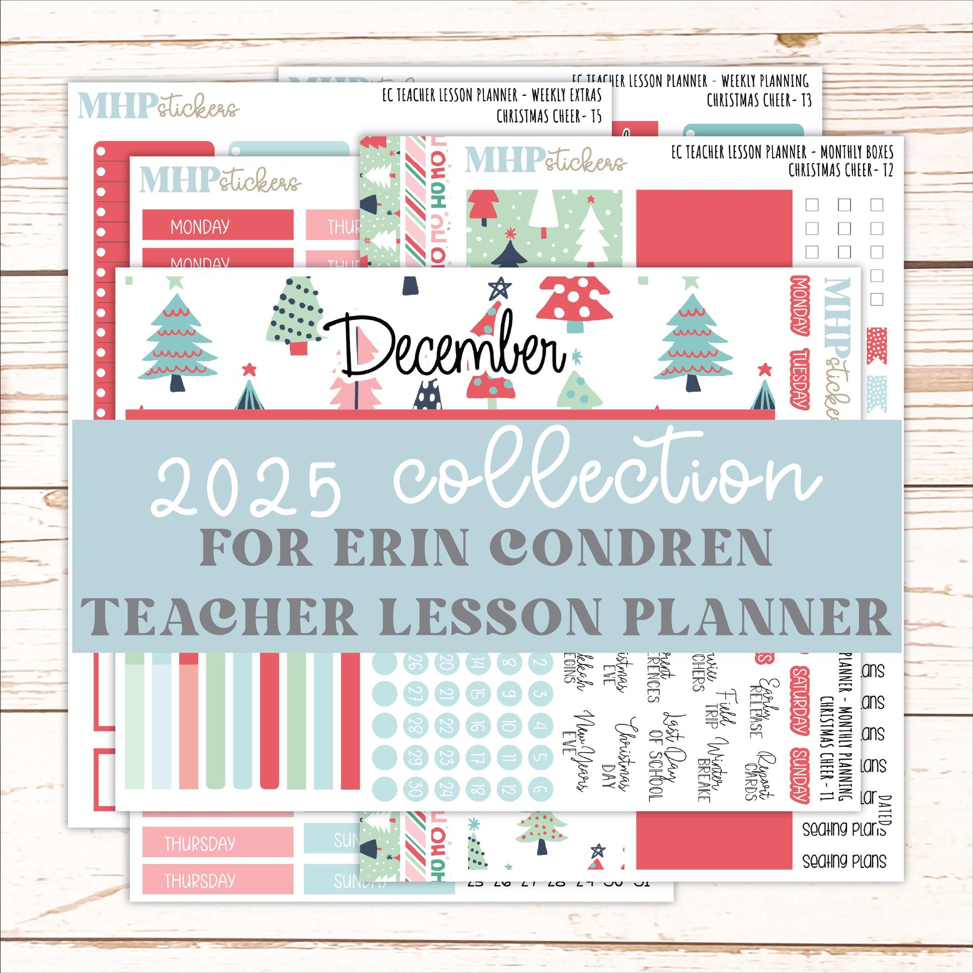 DECEMBER Stickers for EC Teacher Lesson Planner. 2025 Collection Christmas Cheer" || ECT