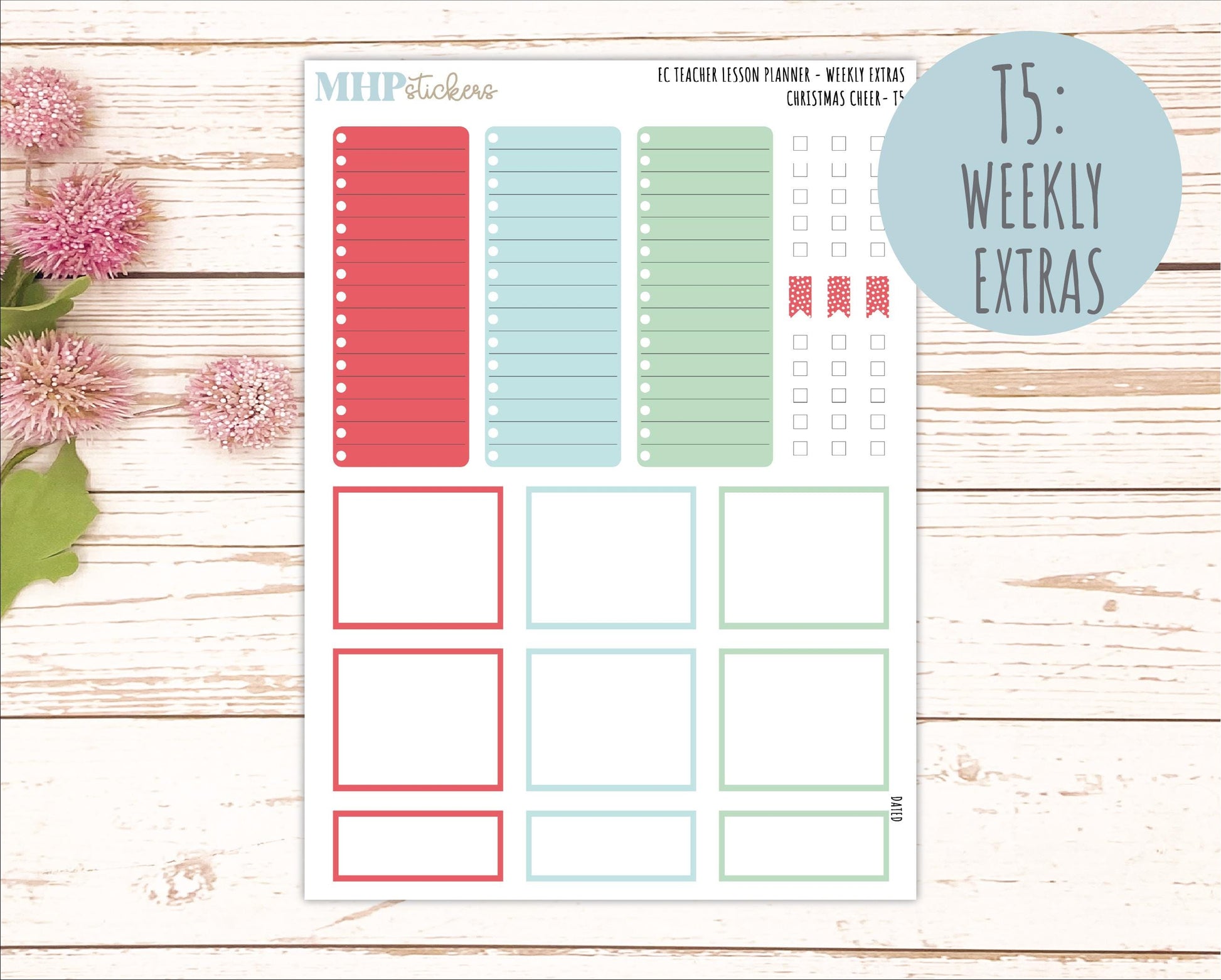 DECEMBER Stickers for EC Teacher Lesson Planner. 2025 Collection Christmas Cheer" || ECT