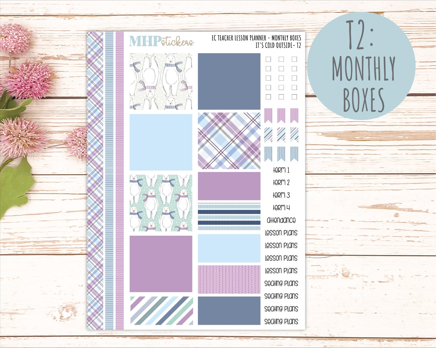 JANUARY Stickers for EC Teacher Lesson Planner. 2025 Collection "It's Cold Outside" || ECT