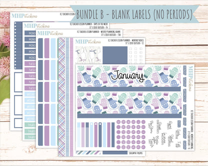 JANUARY Stickers for EC Teacher Lesson Planner. 2025 Collection "It's Cold Outside" || ECT