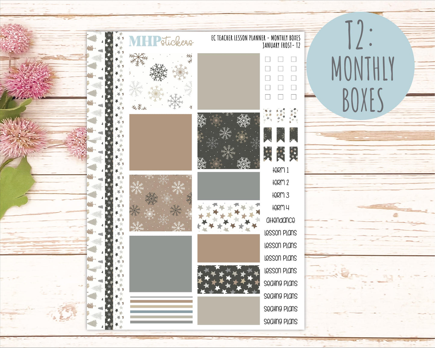 JANUARY Stickers for EC Teacher Lesson Planner. 2025 Collection "Winter Frost" || ECT