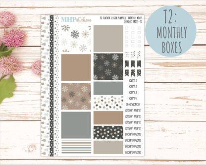 JANUARY Stickers for EC Teacher Lesson Planner. 2025 Collection "Winter Frost" || ECT
