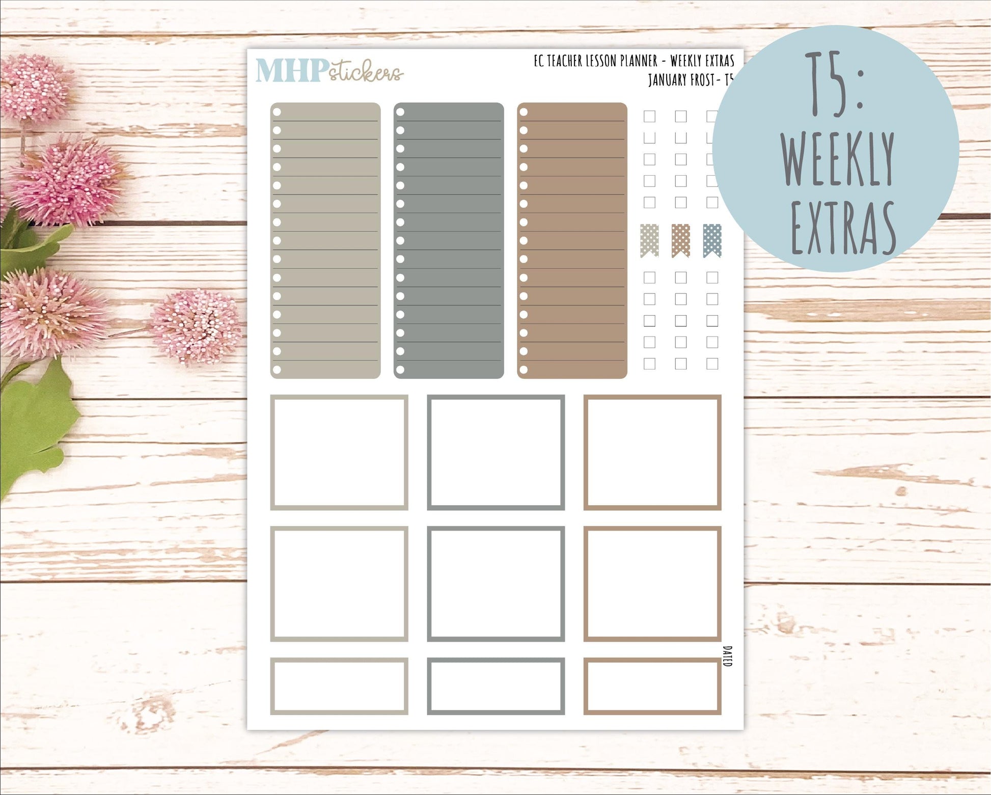 JANUARY Stickers for EC Teacher Lesson Planner. 2025 Collection "Winter Frost" || ECT