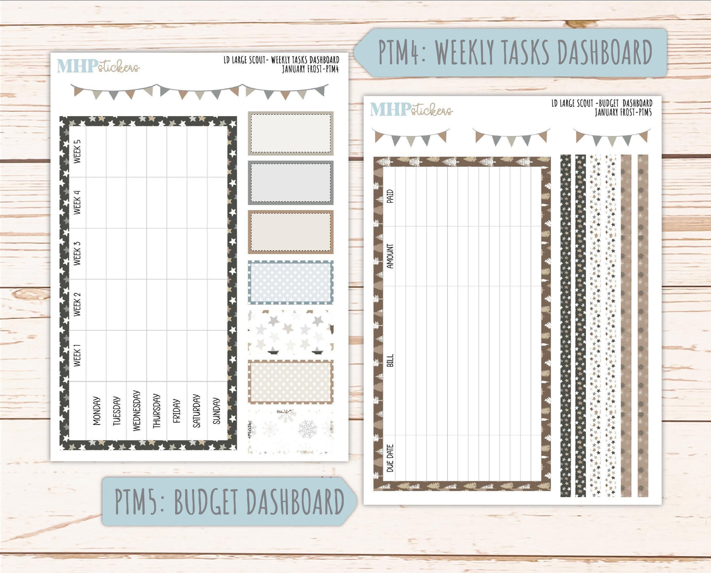 JANUARY 2026 Stickers for the Large Scout Planner (formerly Portrait Planner). For Laurel Denise Planners "January Frost" ||PT