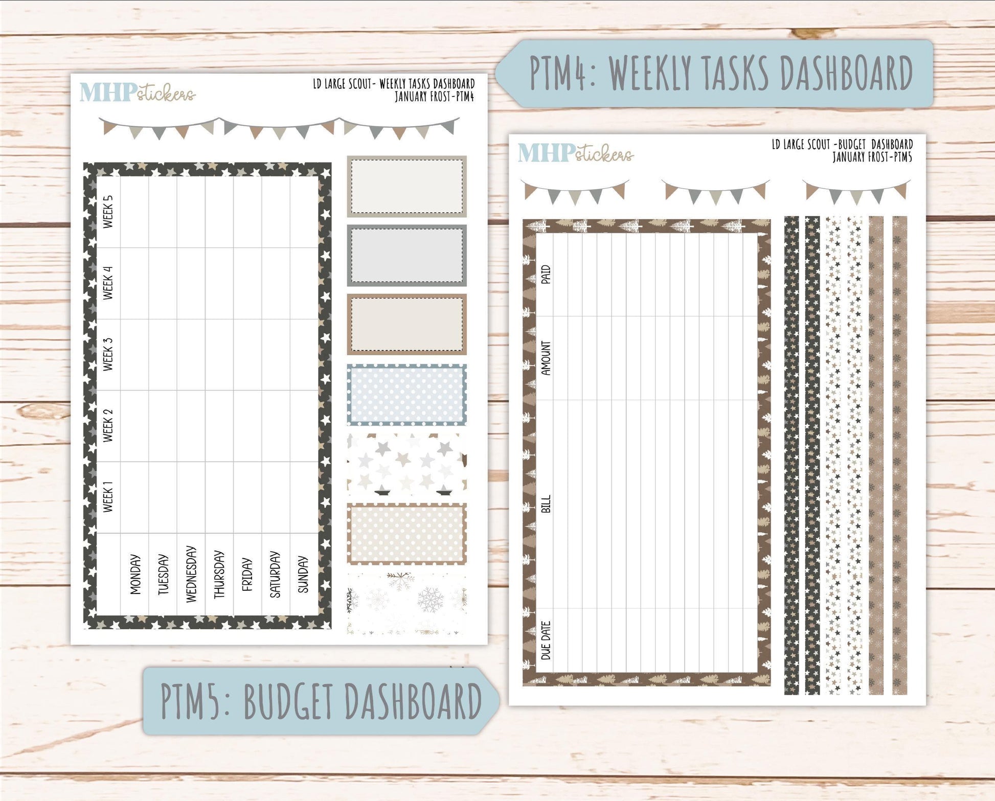 JANUARY 2026 Stickers for the Large Scout Planner (formerly Portrait Planner). For Laurel Denise Planners "January Frost" ||PT