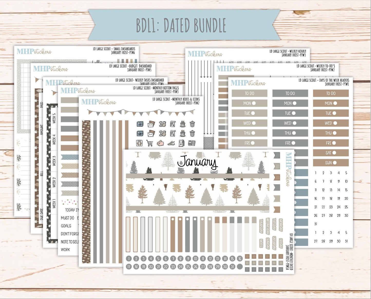 JANUARY 2026 Stickers for the Large Scout Planner (formerly Portrait Planner). For Laurel Denise Planners "January Frost" ||PT