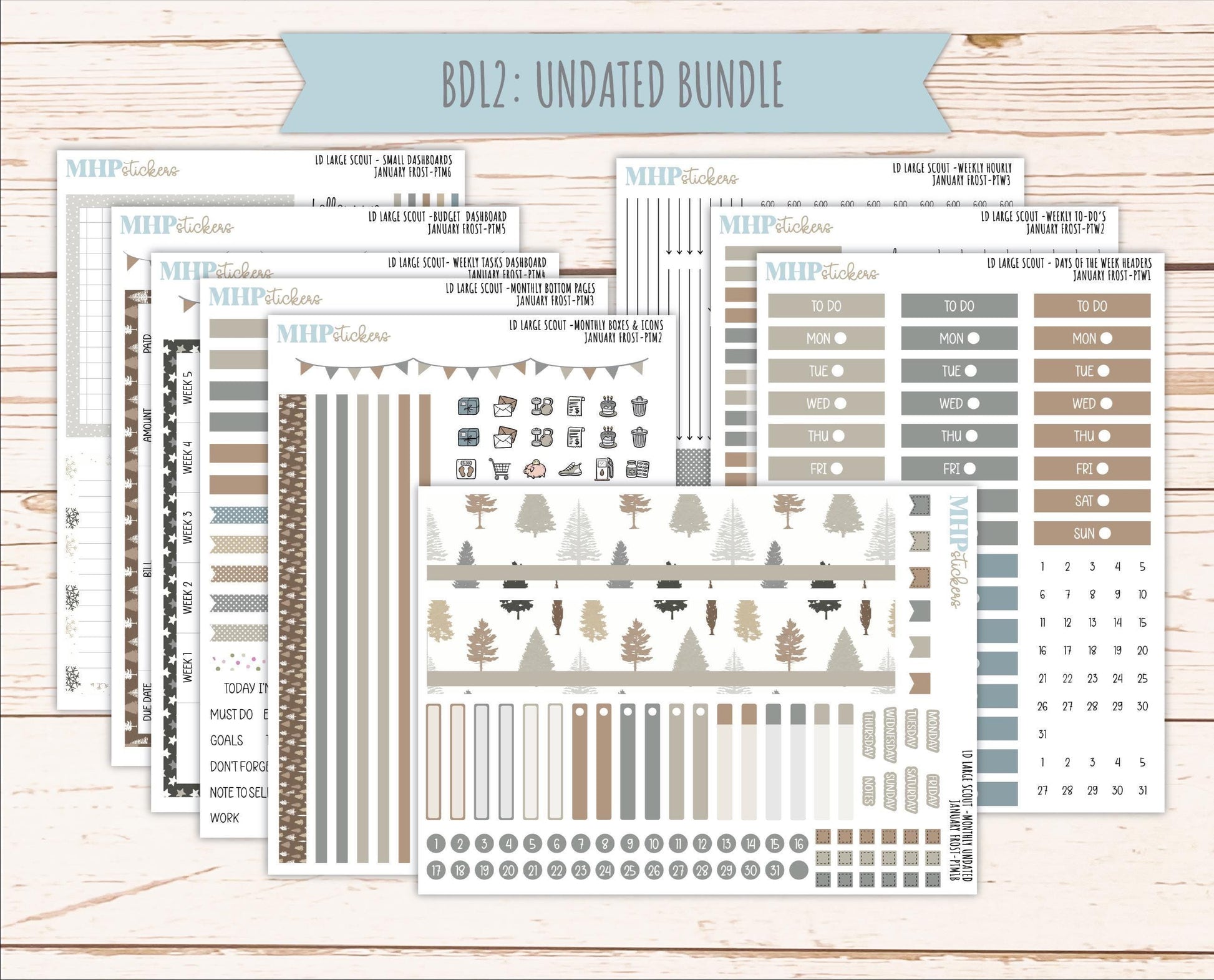 JANUARY 2026 Stickers for the Large Scout Planner (formerly Portrait Planner). For Laurel Denise Planners "January Frost" ||PT