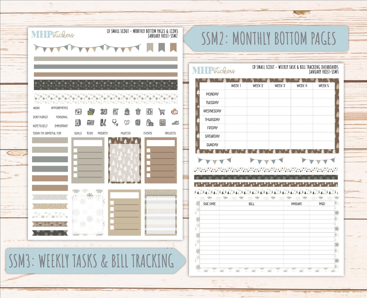 JANUARY 2026 Stickers for the Small Scout Planner. For Laurel Denise Planners. "January Frost" ||SS