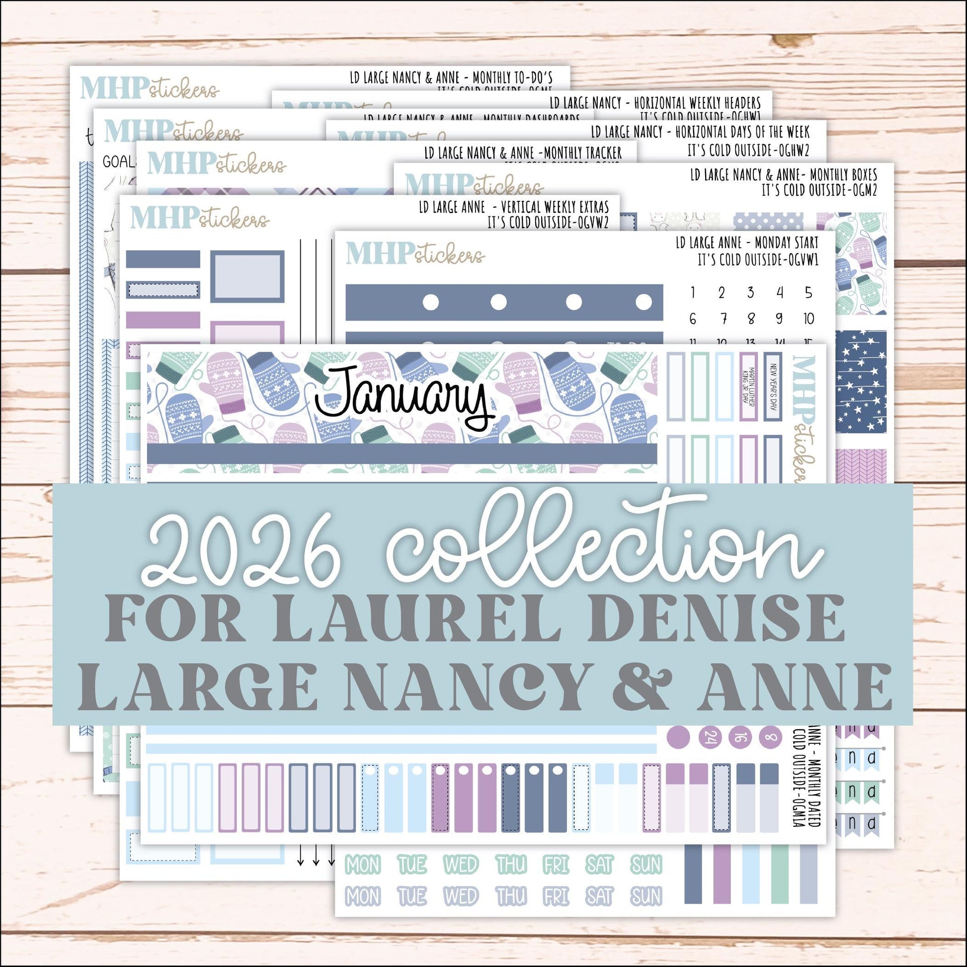 JANUARY 2026 Stickers for Large Nancy & Anne Planners (Formerly Original Size). For Laurel Denise Planners. "It's Cold Outside" || OG