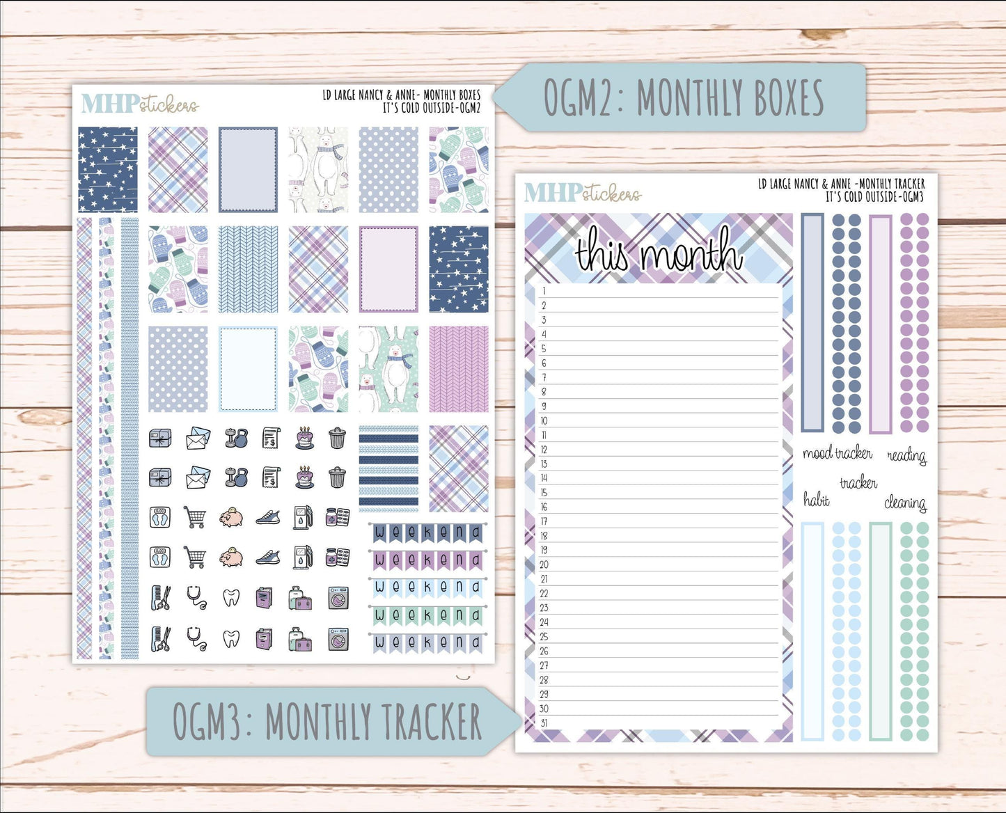 JANUARY 2026 Stickers for Large Nancy & Anne Planners (Formerly Original Size). For Laurel Denise Planners. "It's Cold Outside" || OG