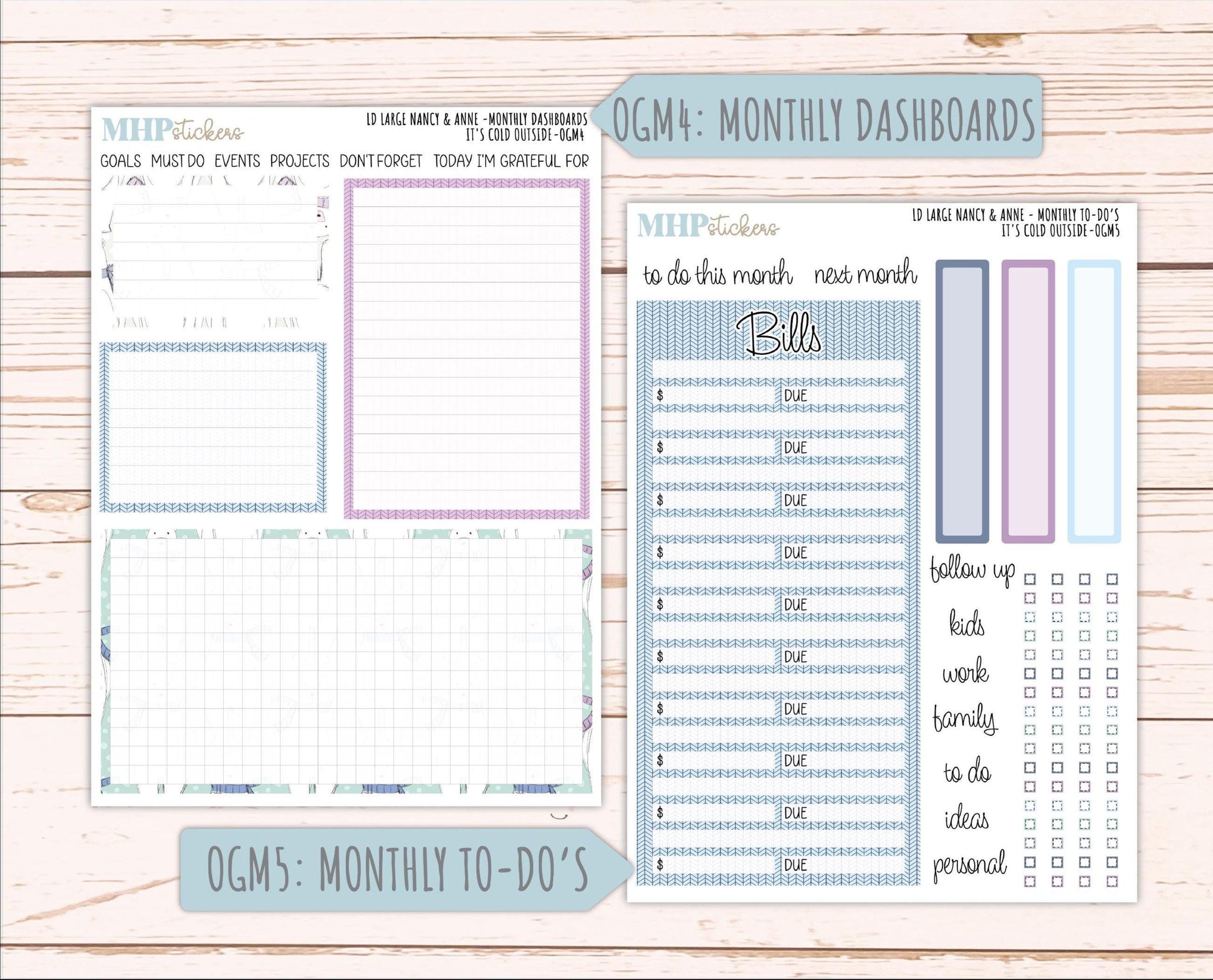 JANUARY 2026 Stickers for Large Nancy & Anne Planners (Formerly Original Size). For Laurel Denise Planners. "It's Cold Outside" || OG