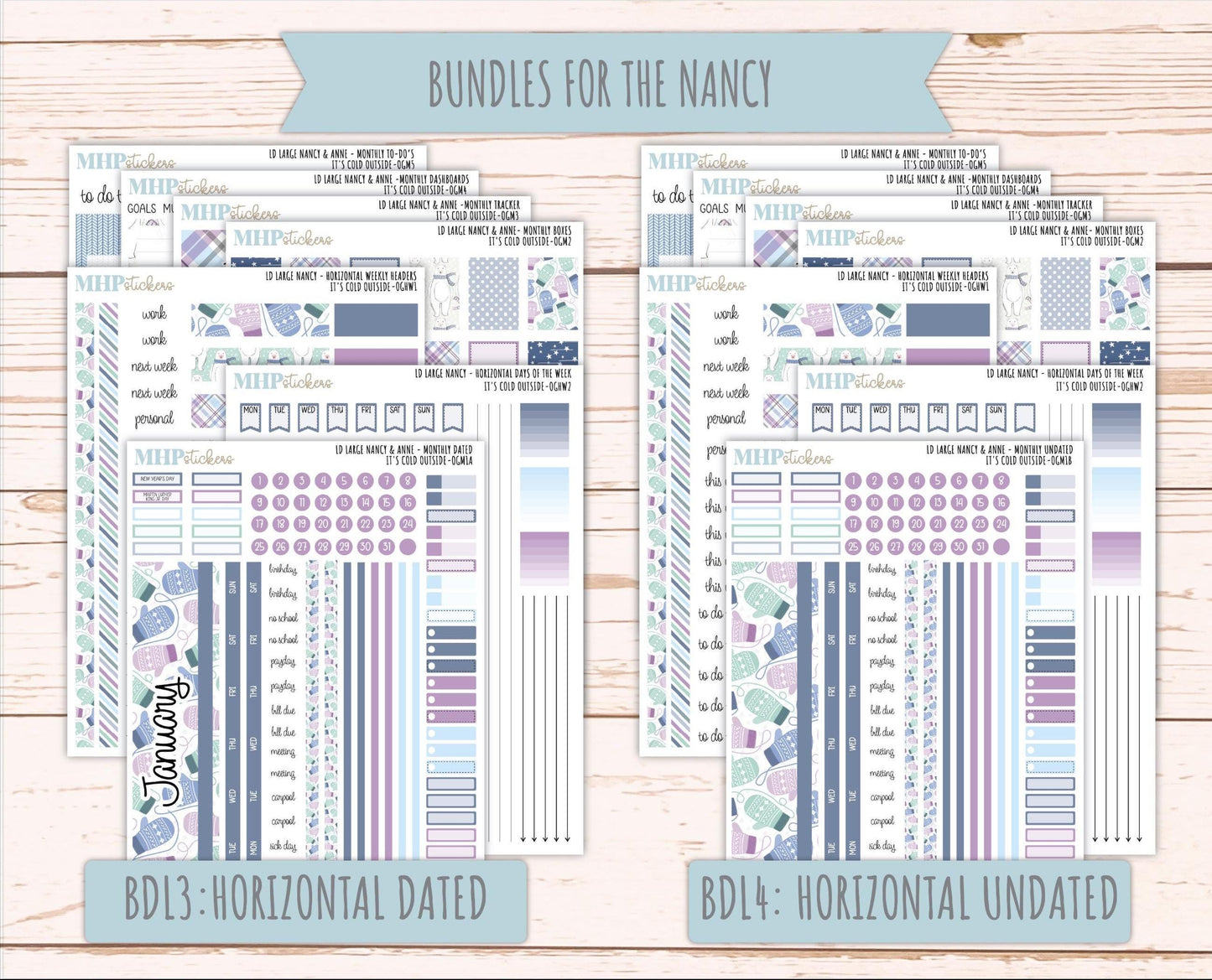 JANUARY 2026 Stickers for Large Nancy & Anne Planners (Formerly Original Size). For Laurel Denise Planners. "It's Cold Outside" || OG