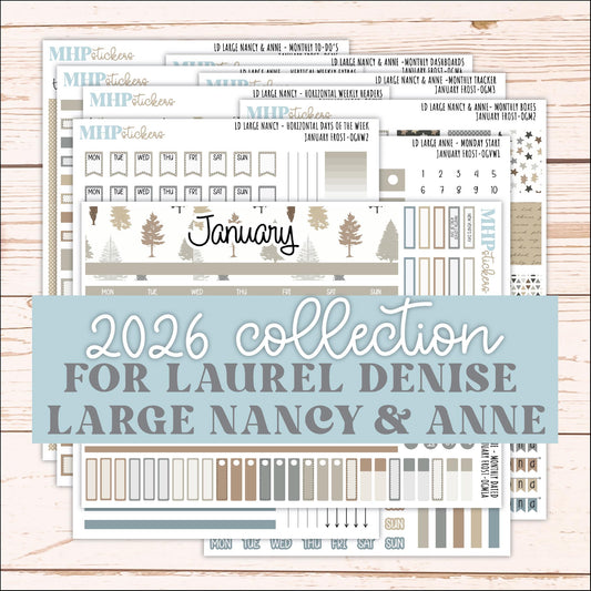 JANUARY 2026 Stickers for Large Nancy & Anne Planners (Formerly Original Size). For Laurel Denise Planners. "January Frost" || OG
