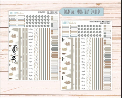 JANUARY 2026 Stickers for Large Nancy & Anne Planners (Formerly Original Size). For Laurel Denise Planners. "January Frost" || OG