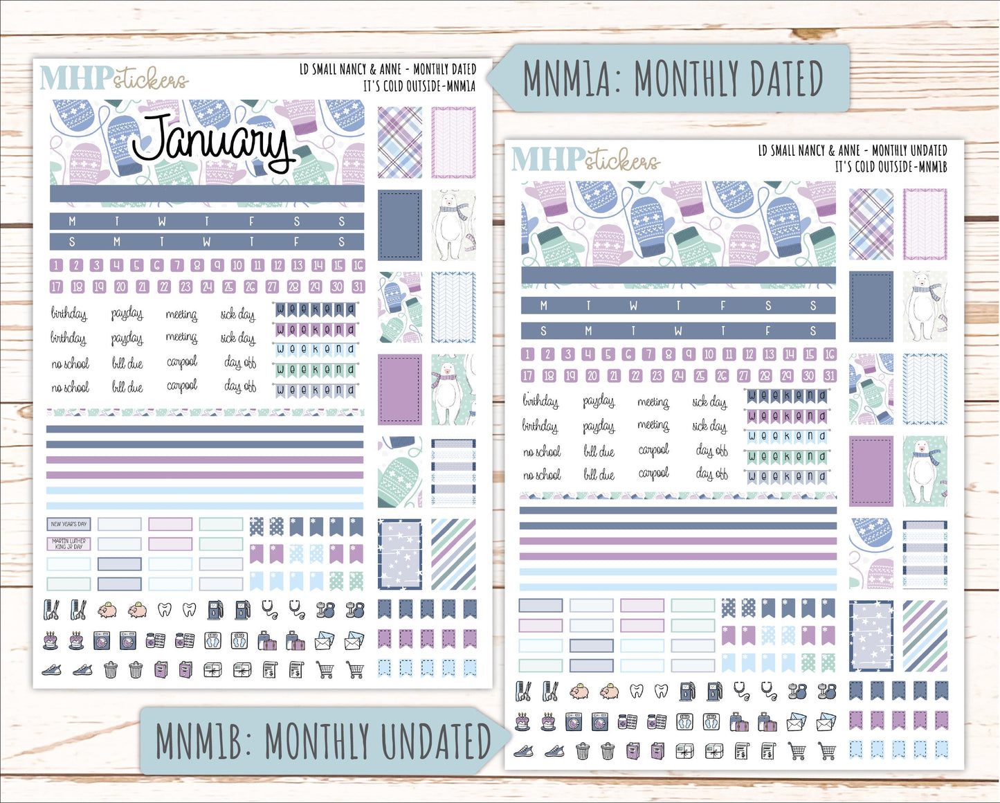 JANUARY 20265 Stickers for Small Nancy & Anne Laurel Denise Planners. (Formerly Mini Planner) "It's Cold Outside" || MN
