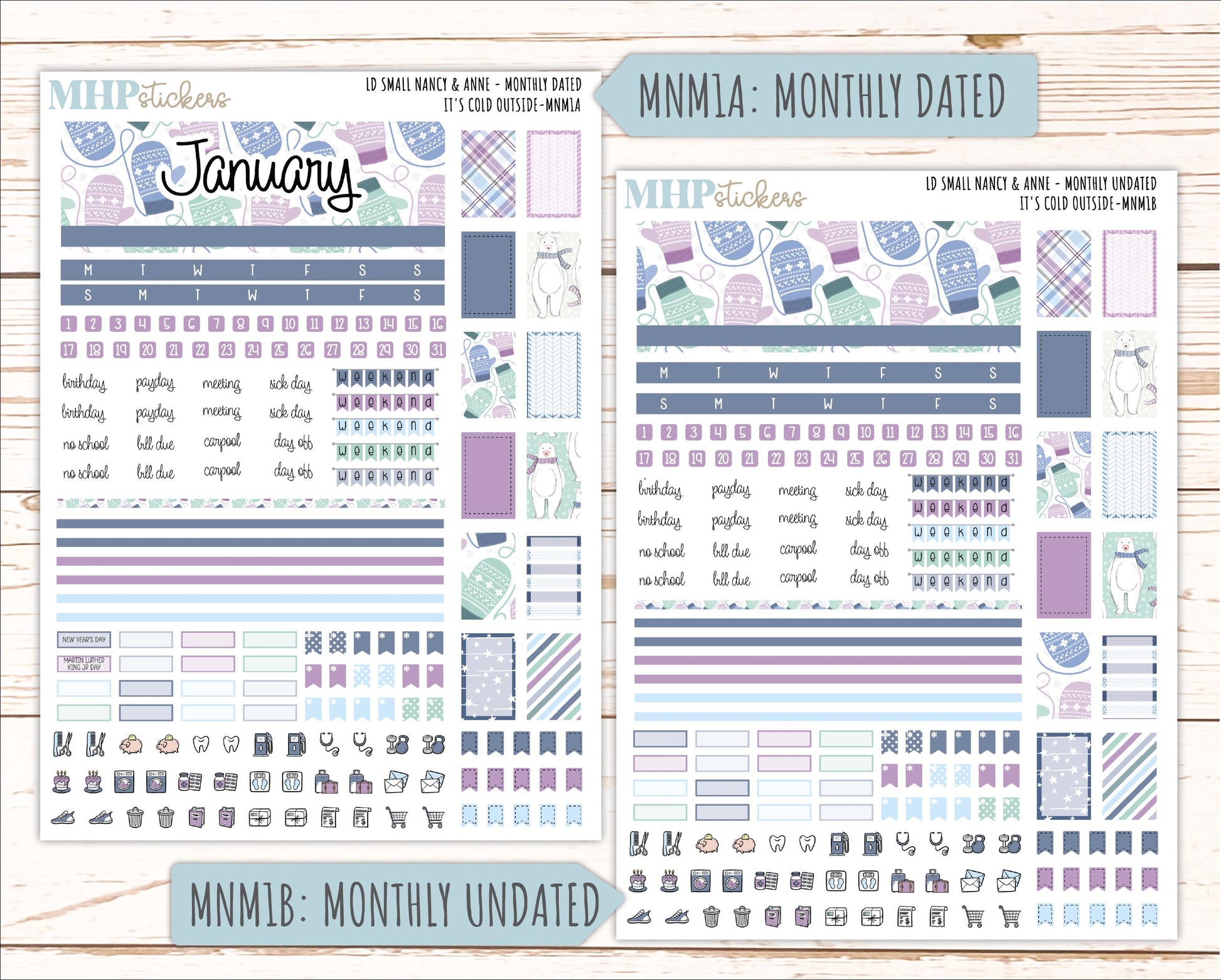 JANUARY 20265 Stickers for Small Nancy & Anne Laurel Denise Planners. (Formerly Mini Planner) "It's Cold Outside" || MN