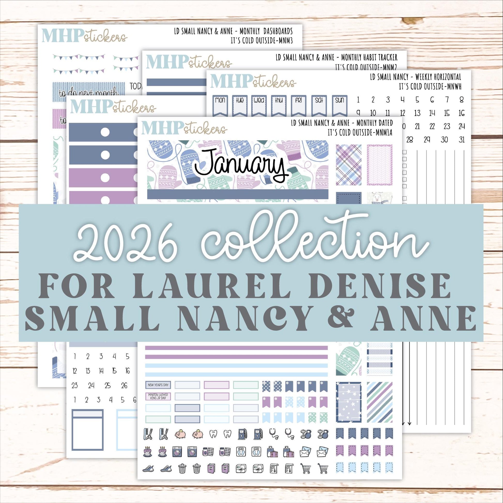 JANUARY 20265 Stickers for Small Nancy & Anne Laurel Denise Planners. (Formerly Mini Planner) "It's Cold Outside" || MN
