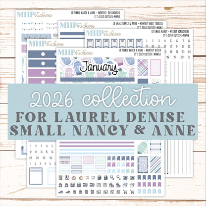 JANUARY 20265 Stickers for Small Nancy & Anne Laurel Denise Planners. (Formerly Mini Planner) "It's Cold Outside" || MN