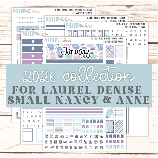 JANUARY 20265 Stickers for Small Nancy & Anne Laurel Denise Planners. (Formerly Mini Planner) "It's Cold Outside" || MN
