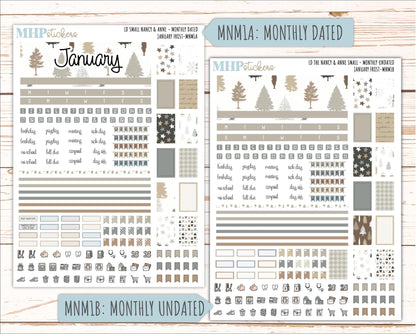 JANUARY 20265 Stickers for Small Nancy & Anne Laurel Denise Planners. (Formerly Mini Planner) "January Frost" || MN