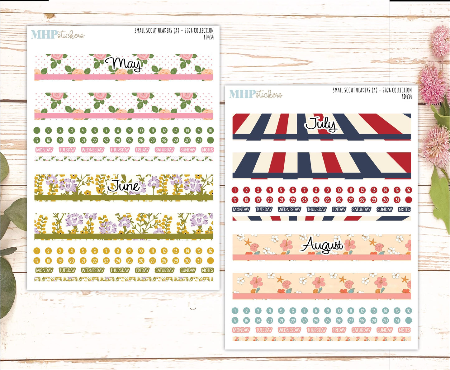 2026 Monthly Headers Set for The Small Scout Laurel Denise Planner || LD434