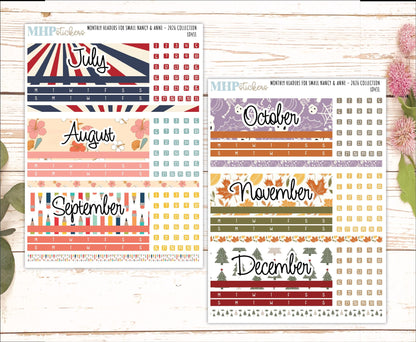 2026 Monthly Headers Set for the Small Nancy & Anne Laurel Denise Planners (Mini Planner) || LD431