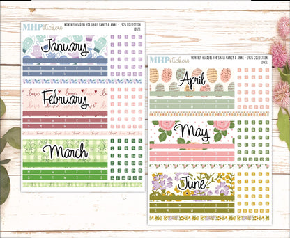 2026 Monthly Headers Set for the Small Nancy & Anne Laurel Denise Planners (Mini Planner) || LD431