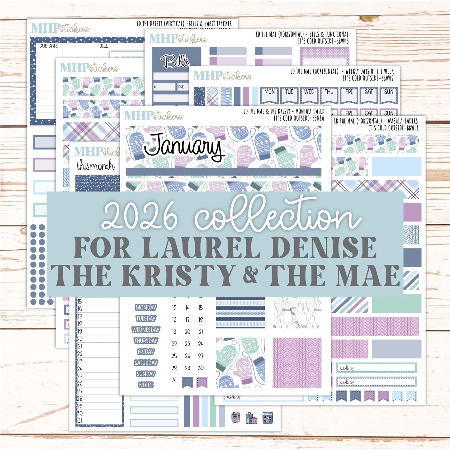 JANUARY 2026 Stickers for the Mae & Kristy Laurel Denise Planners (Book Bound Planner) "It's Cold Outside" || BB