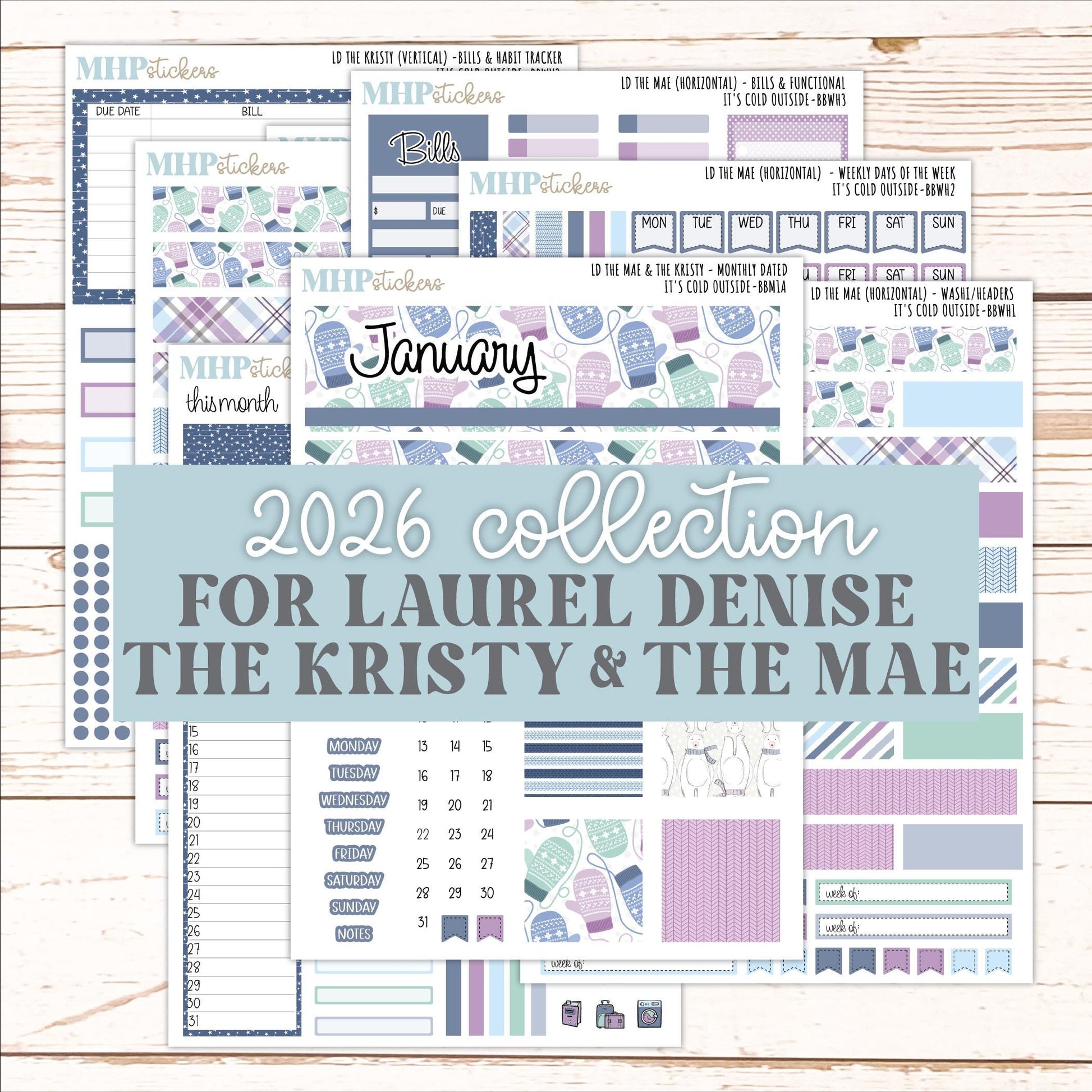JANUARY 2026 Stickers for the Mae & Kristy Laurel Denise Planners (Book Bound Planner) "It's Cold Outside" || BB