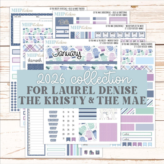 JANUARY 2026 Stickers for the Mae & Kristy Laurel Denise Planners (Book Bound Planner) "It's Cold Outside" || BB