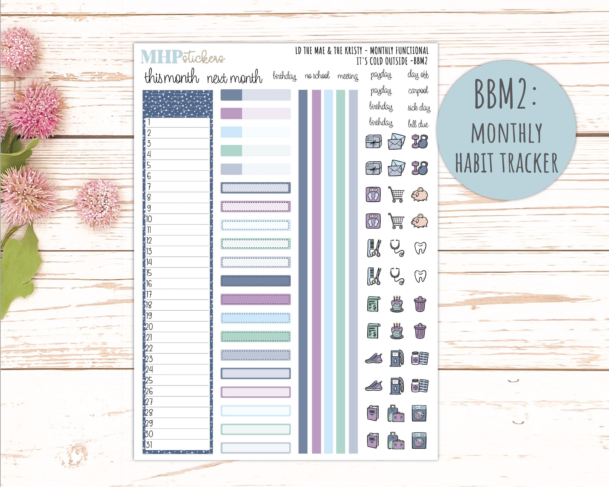JANUARY 2026 Stickers for the Mae & Kristy Laurel Denise Planners (Book Bound Planner) "It's Cold Outside" || BB