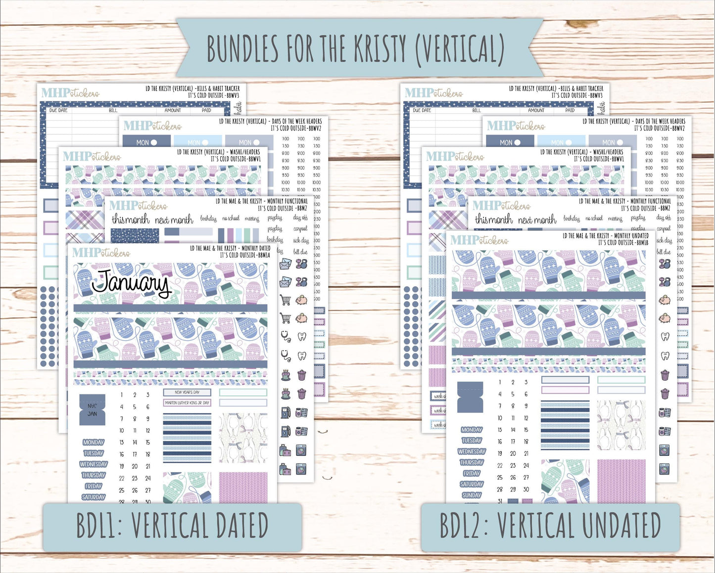 JANUARY 2026 Stickers for the Mae & Kristy Laurel Denise Planners (Book Bound Planner) "It's Cold Outside" || BB