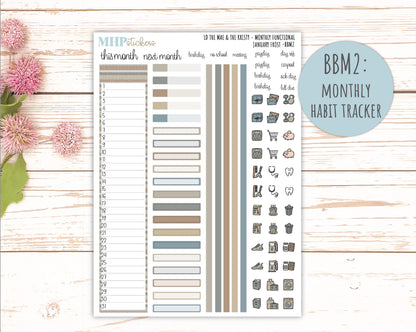 JANUARY 2026 Stickers for the Mae & Kristy Laurel Denise Planners (Book Bound Planner) "January Frost" || BB