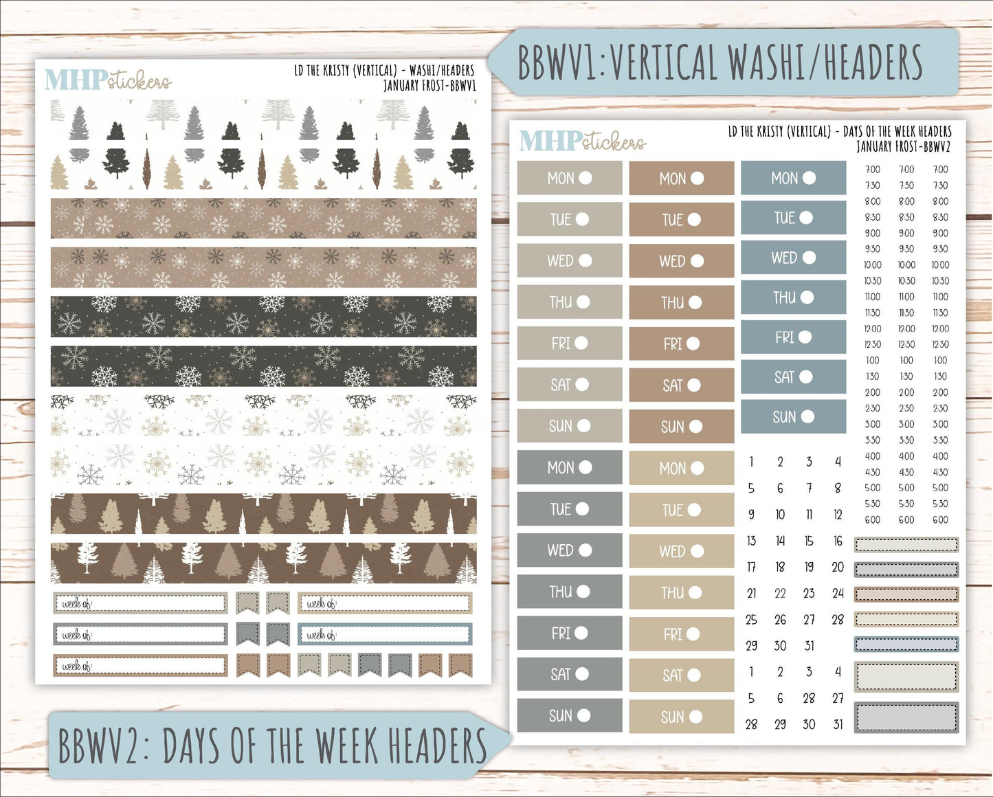 JANUARY 2026 Stickers for the Mae & Kristy Laurel Denise Planners (Book Bound Planner) "January Frost" || BB