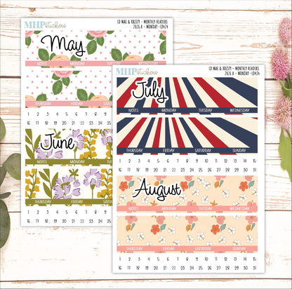 2026 Monthly Headers Set for the Mae & Kristy Laurel Denise Planner (Book Bound Planner - Amanda's Collab) || LD430