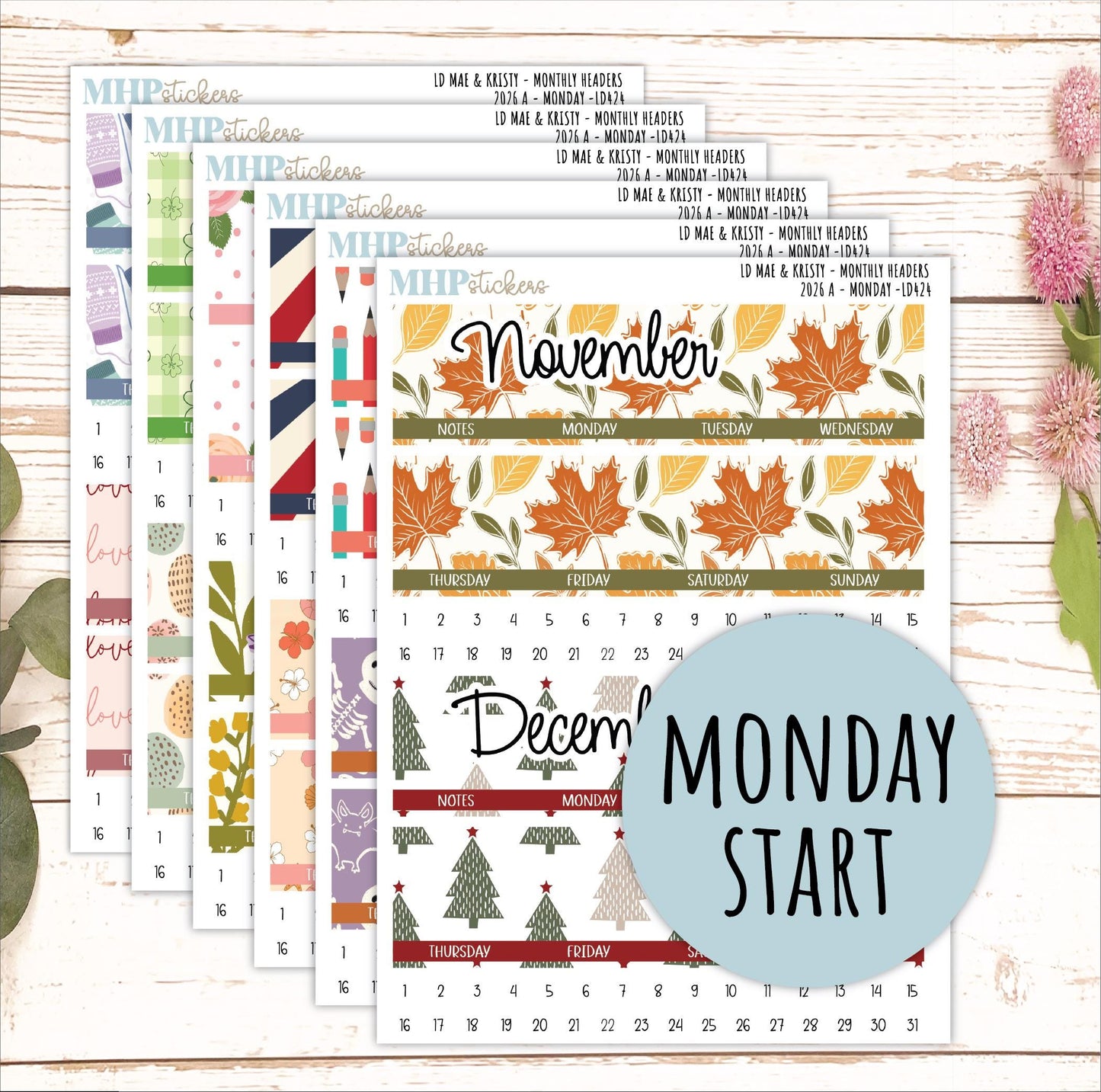 2026 Monthly Headers Set for the Mae & Kristy Laurel Denise Planner (Book Bound Planner - Amanda's Collab) || LD430