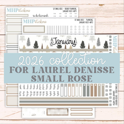 JANUARY 2026 Stickers for The Small Rose Laurel Denise Planner (Formerly Mini Project Planner) "January Frost" || MPP