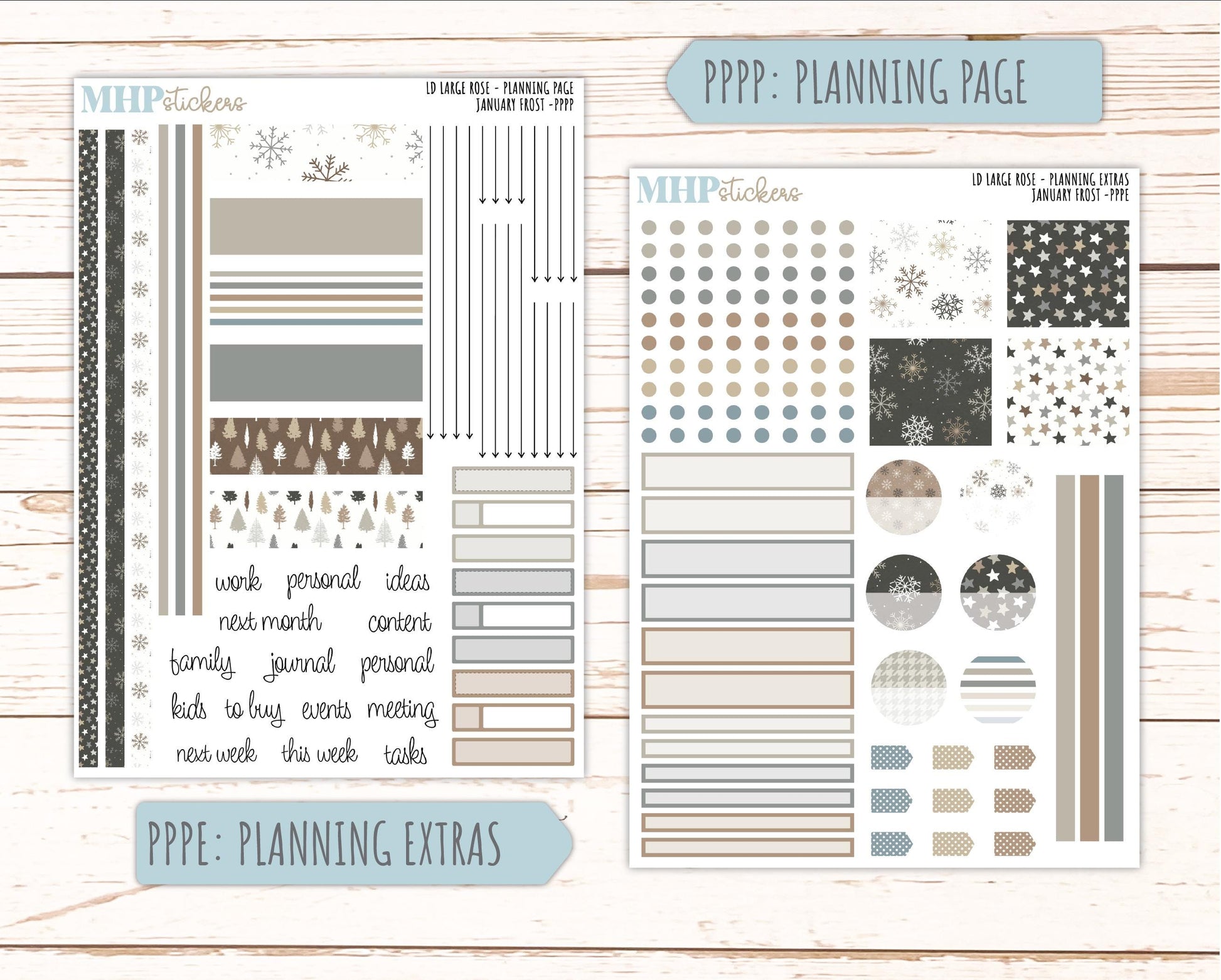JANUARY 2026 Stickers for the Large Rose Planner (Formerly Project Planner). Laurel Denise. "January Frost" || PP