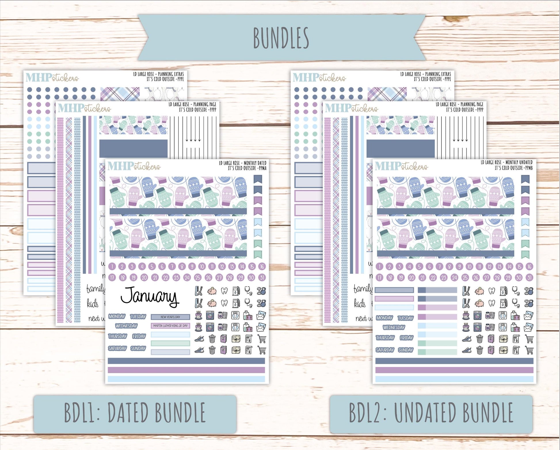 JANUARY 2026 Stickers for the Large Rose Planner (Formerly Project Planner). Laurel Denise. "It's Cold Outside" || PP