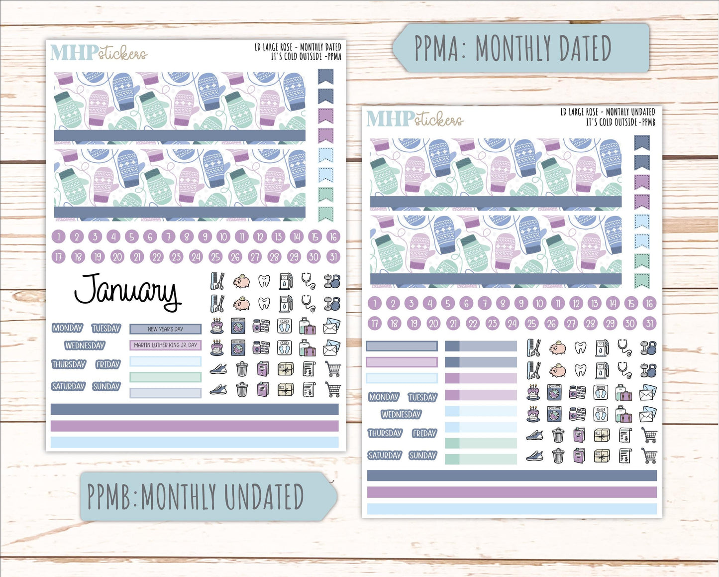 JANUARY 2026 Stickers for the Large Rose Planner (Formerly Project Planner). Laurel Denise. "It's Cold Outside" || PP