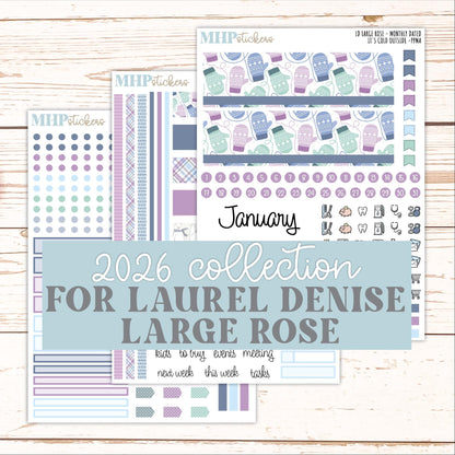 JANUARY 2026 Stickers for the Large Rose Planner (Formerly Project Planner). Laurel Denise. "It's Cold Outside" || PP