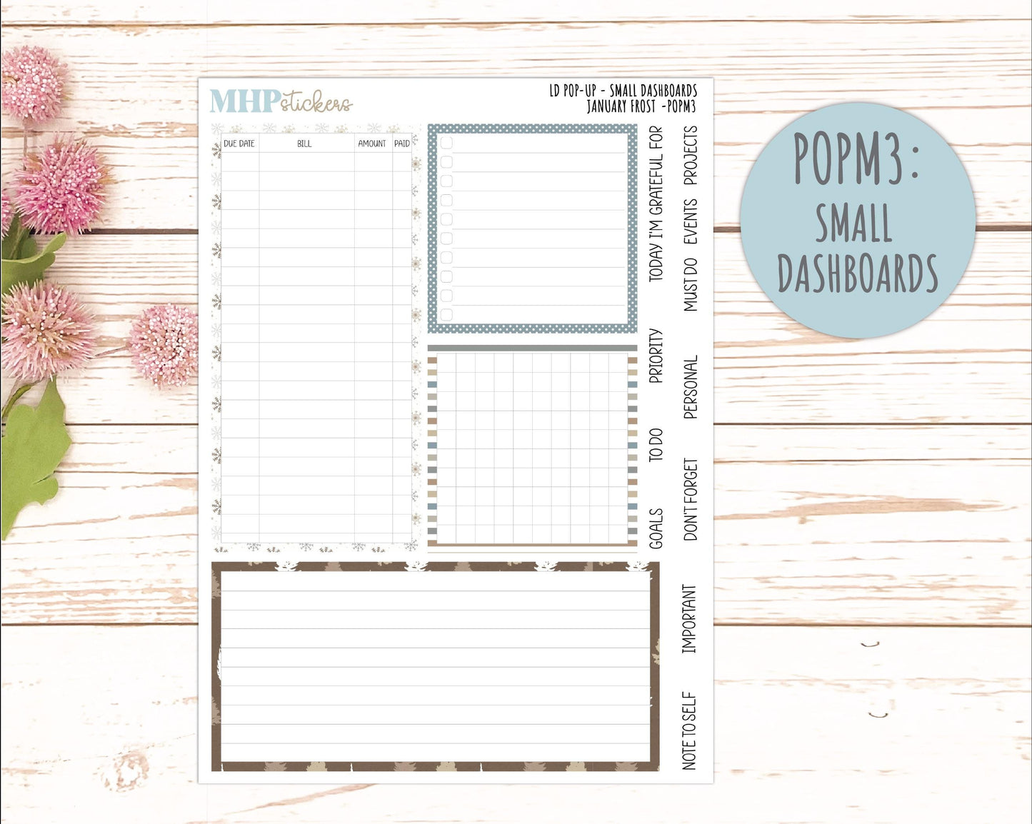 JANUARY 2026 Stickers for The Jo, Laurel Denise Planner (Formerly Pop-Up Planner) "January Frost" || POP