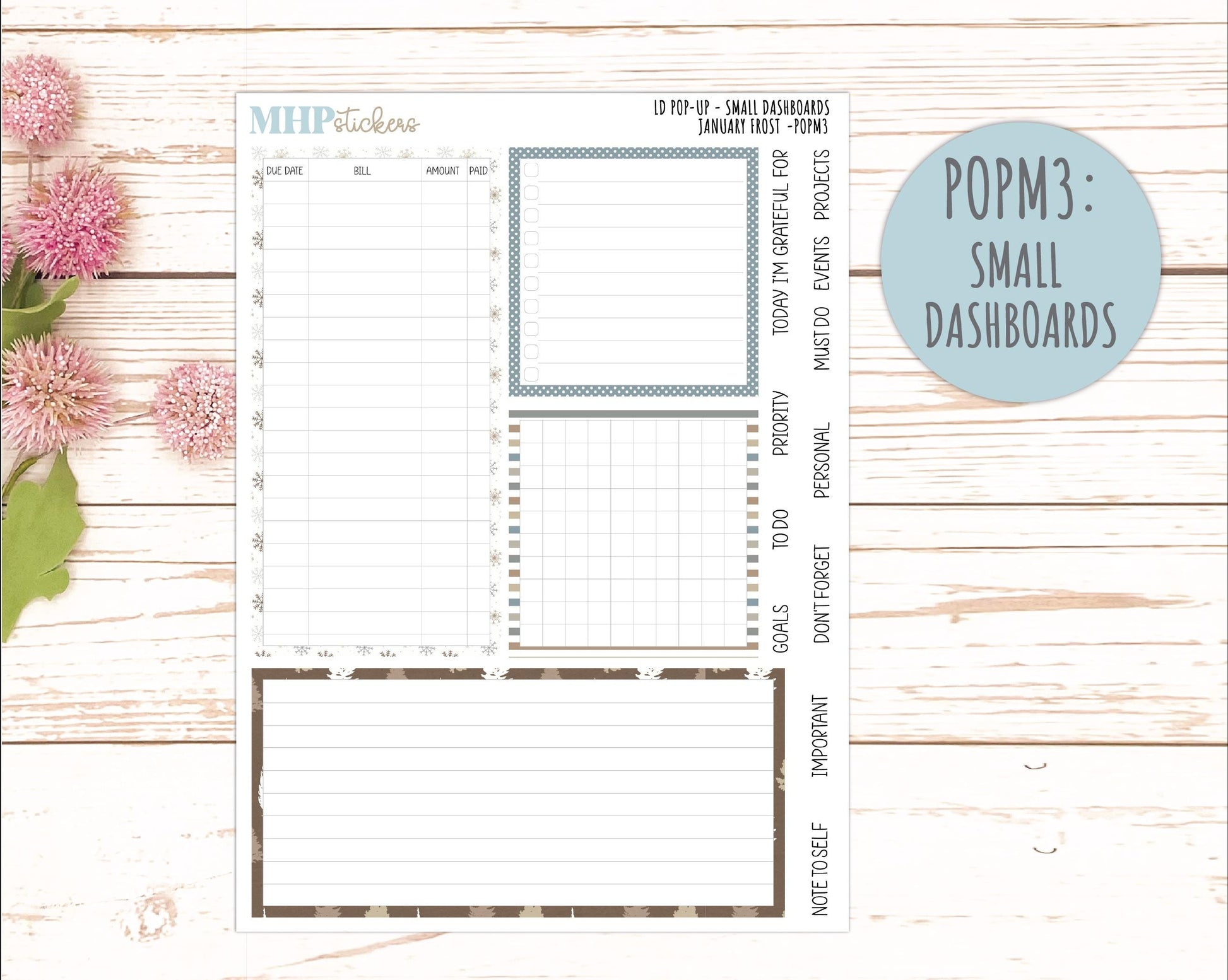 JANUARY 2026 Stickers for The Jo, Laurel Denise Planner (Formerly Pop-Up Planner) "January Frost" || POP