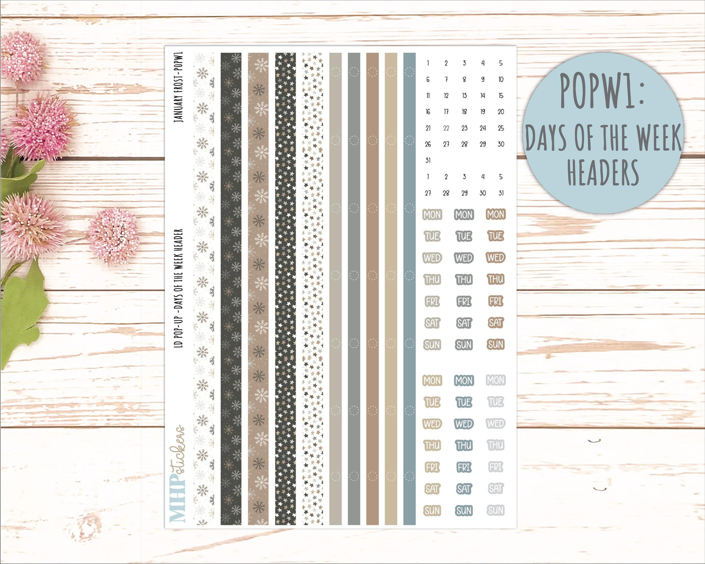 JANUARY 2026 Stickers for The Jo, Laurel Denise Planner (Formerly Pop-Up Planner) "January Frost" || POP