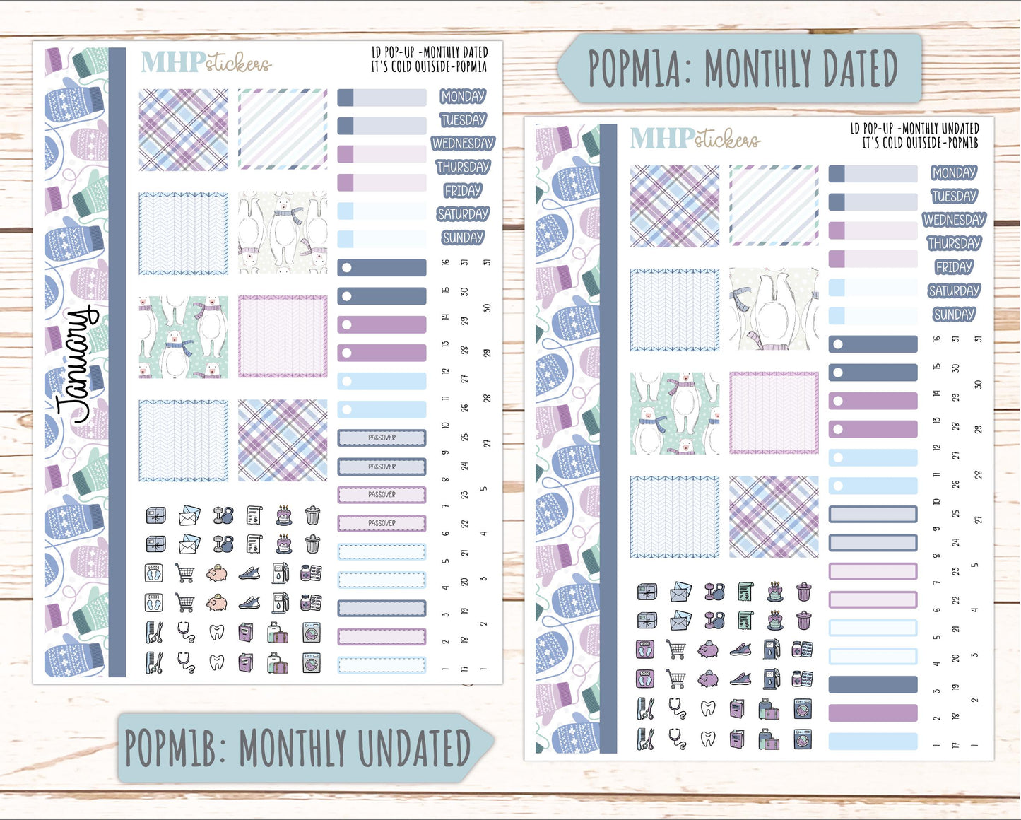 JANUARY 2026 Stickers for The Jo, Laurel Denise Planner (Formerly Pop-Up Planner) "It's Cold Outside" || POP