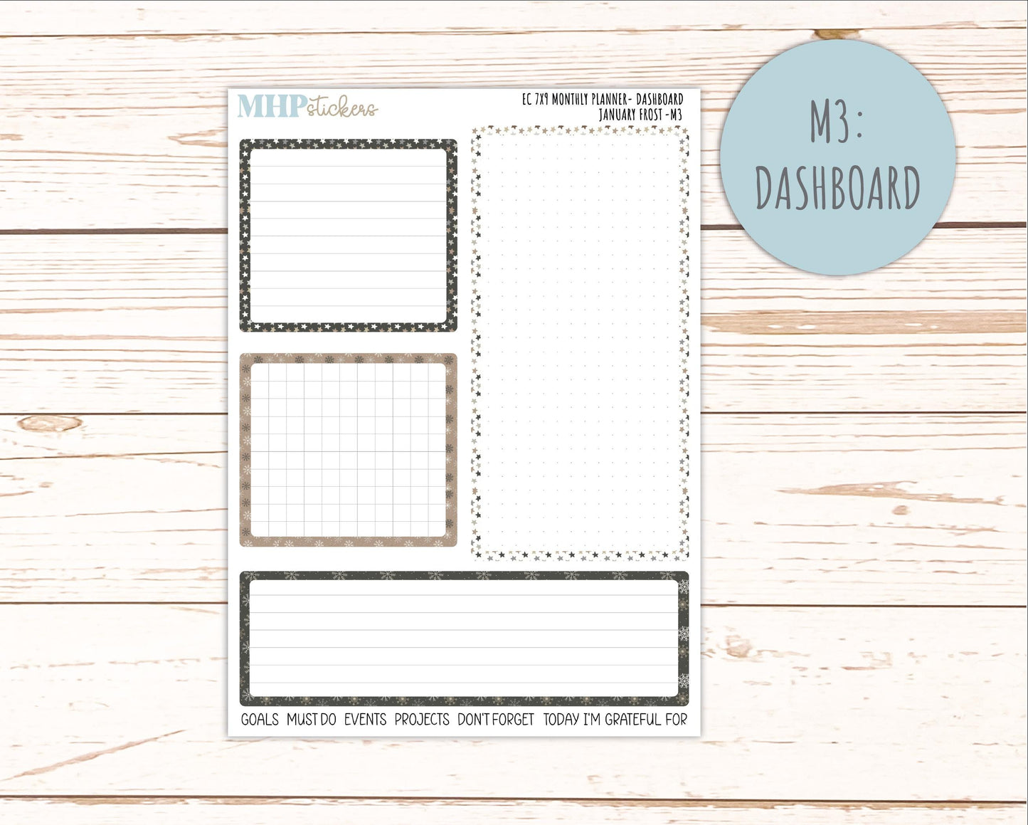 JANUARY Monthly Kit for 7x9 Erin Condren Planners. 2026 Collection "January Frost" || ECM