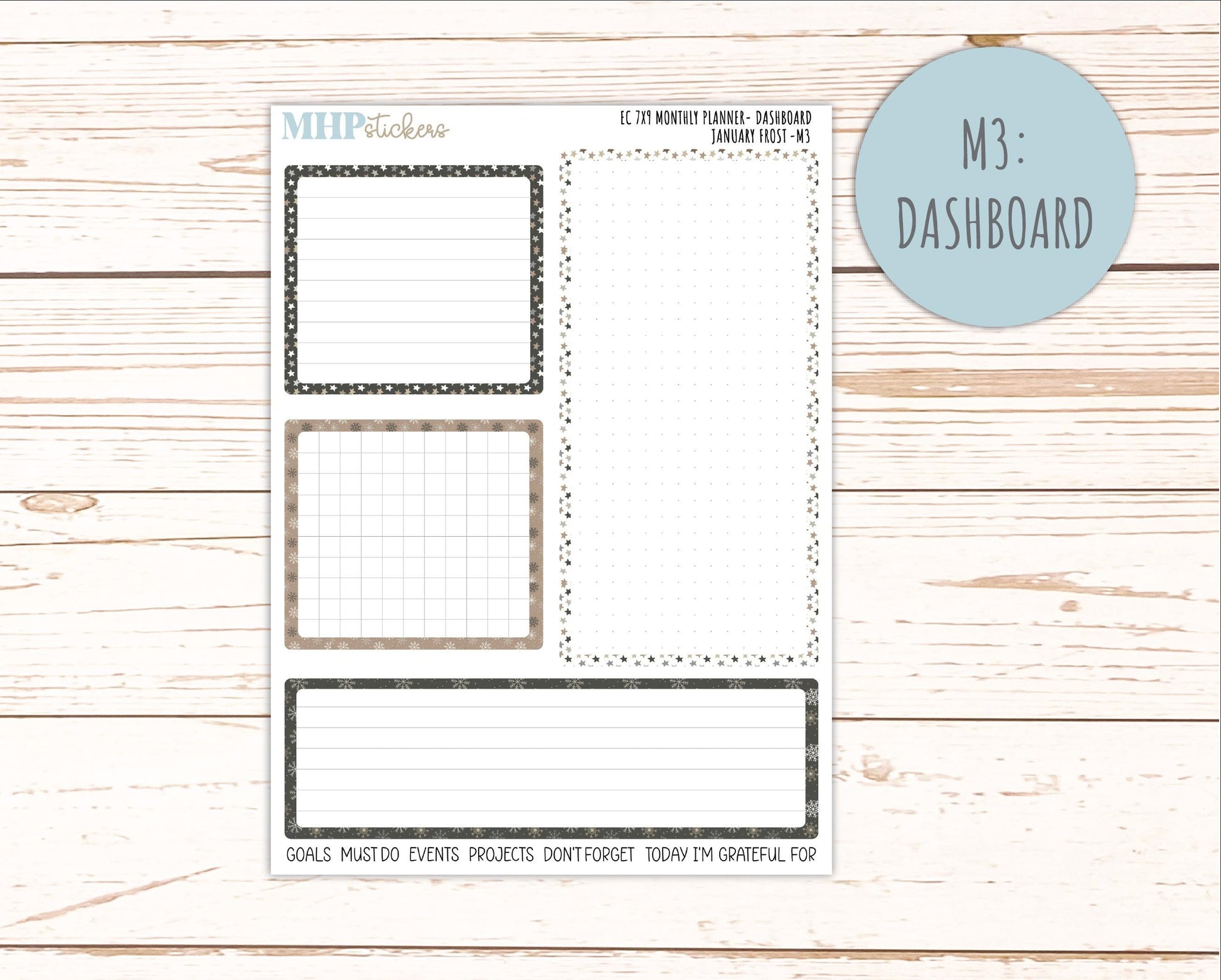 JANUARY Monthly Kit for 7x9 Erin Condren Planners. 2026 Collection "January Frost" || ECM