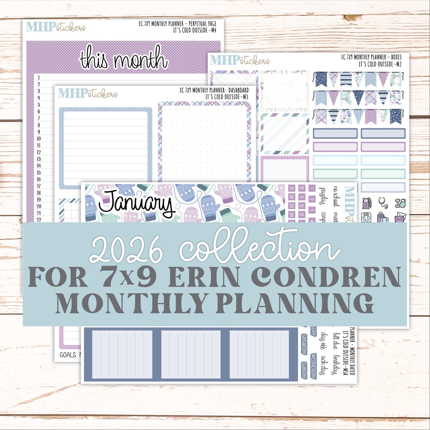 JANUARY Monthly Kit for 7x9 Erin Condren Planners. 2026 Collection "it's Cold outside" || ECM