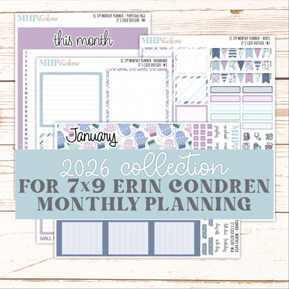JANUARY Monthly Kit for 7x9 Erin Condren Planners. 2026 Collection "it's Cold outside" || ECM