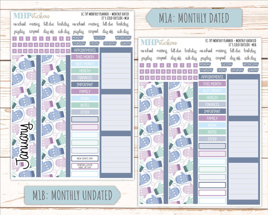 JANUARY Monthly Kit for 7x9 Erin Condren Planners. 2026 Collection "it's Cold outside" || ECM